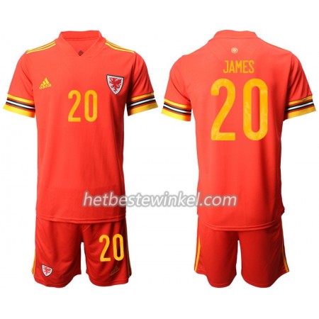 Wales Daniel James 20 Voetbaltenues Kind Thuis EK 2020 - SS (+ Korte broeken)